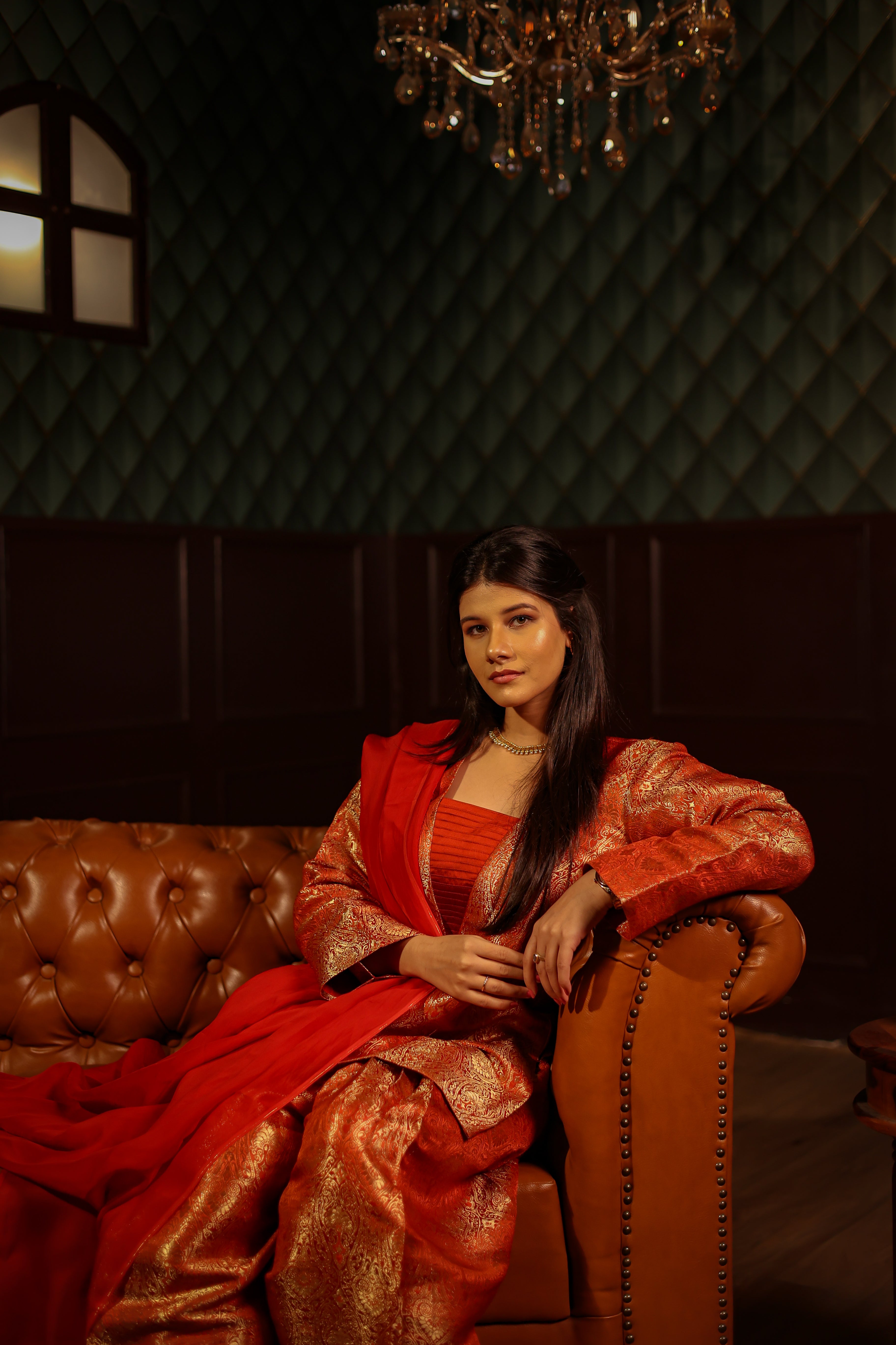 Rust orange Farshi Suit