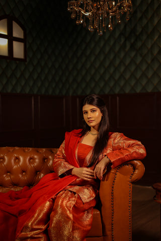 Rust orange Farshi Suit