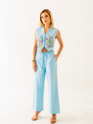 Threads of blossoms Blue co-ord set