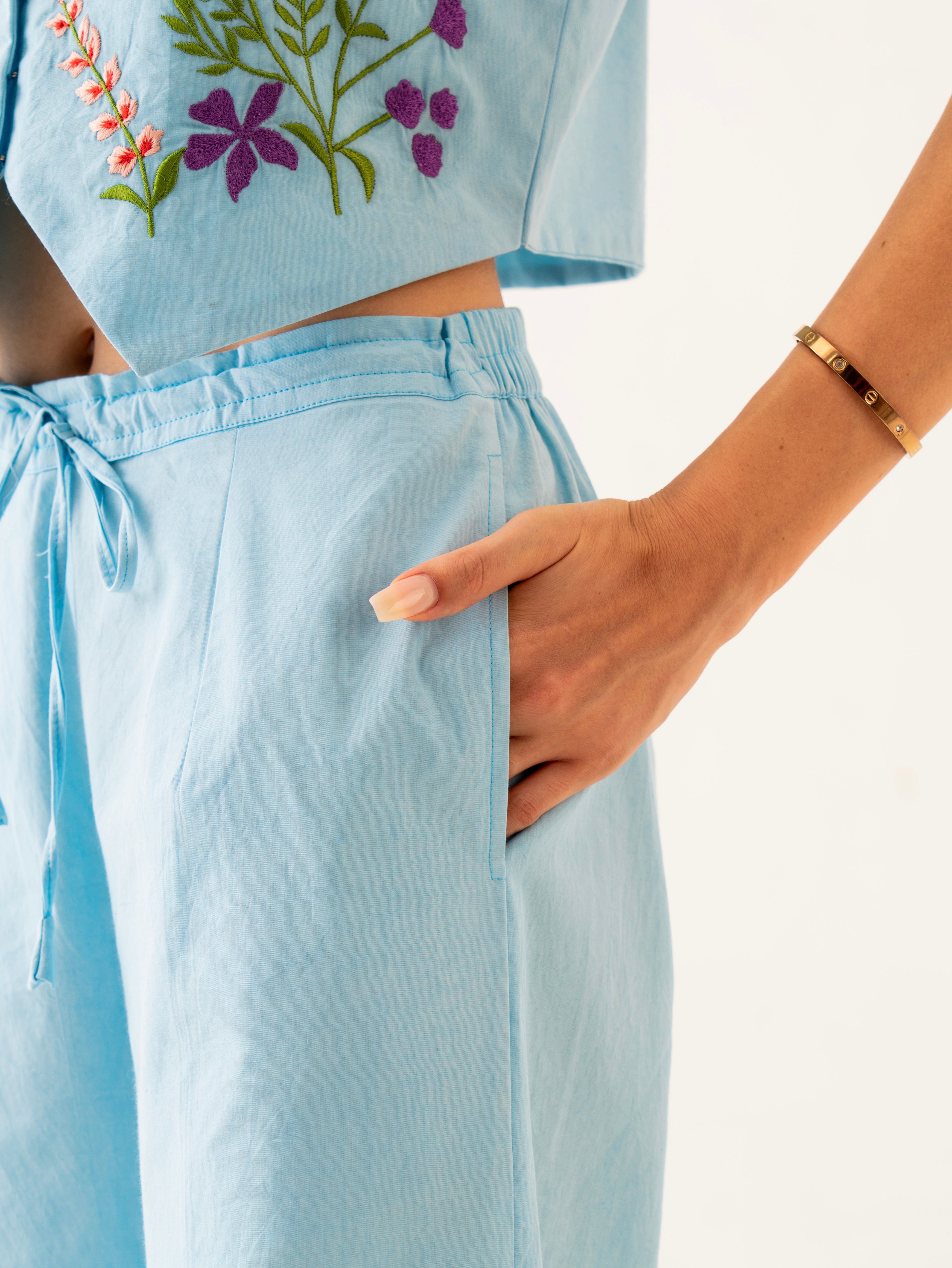 Threads of blossoms Blue co-ord set