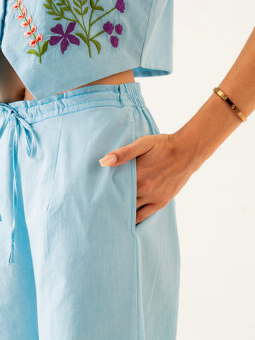 Threads of blossoms Blue co-ord set