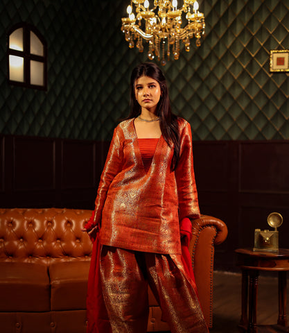 Rust orange Farshi Suit