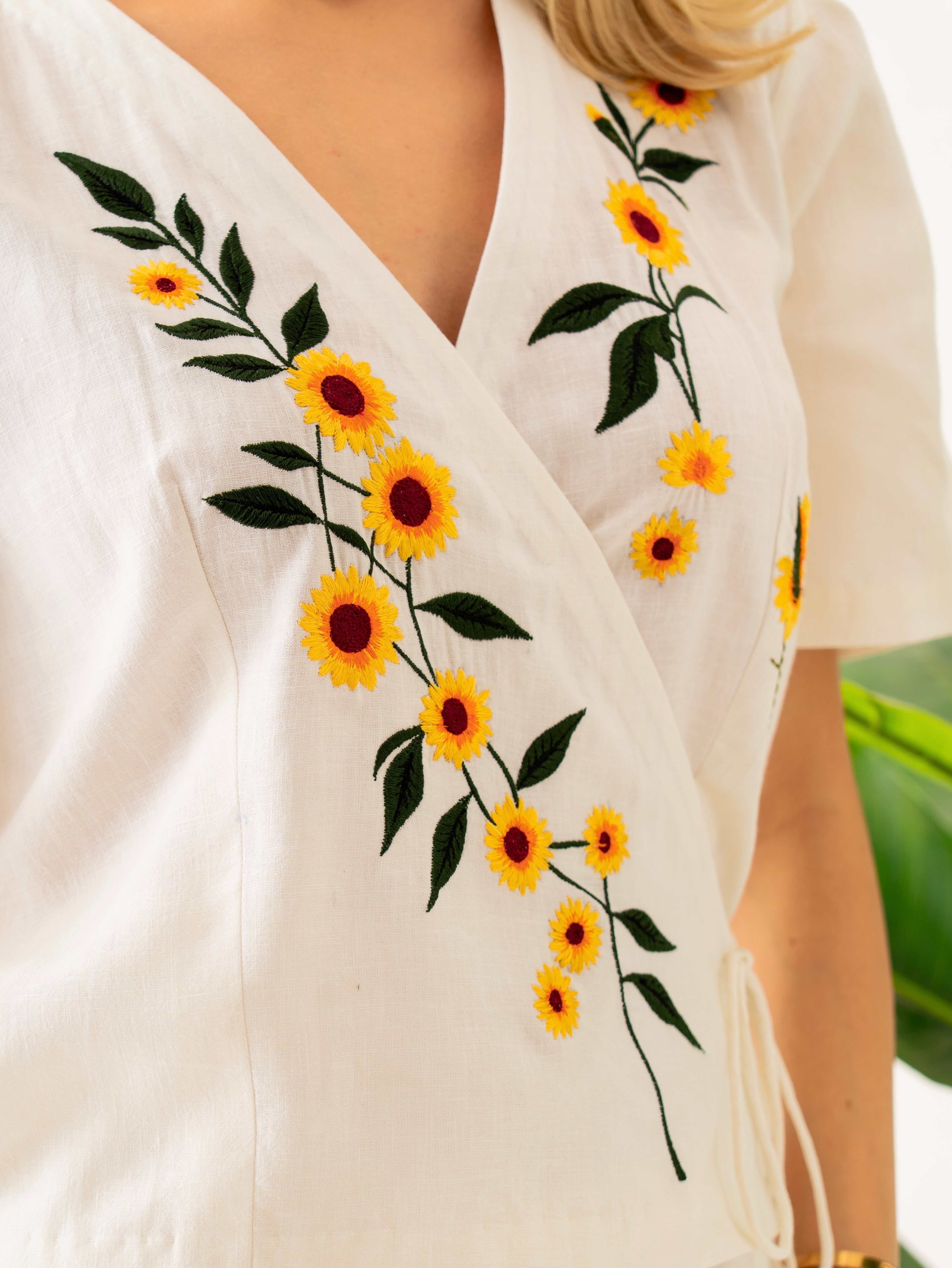 Sunflower Wrap Top
