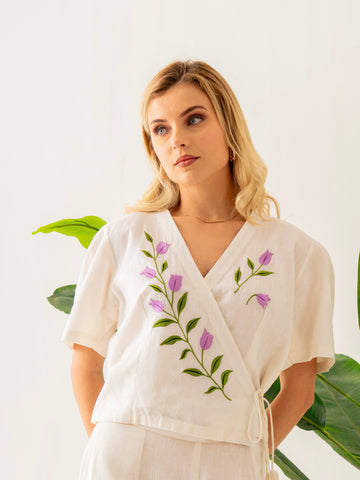 Lavender Tulip Wrap Top