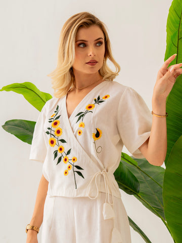 Sunflower Wrap Top