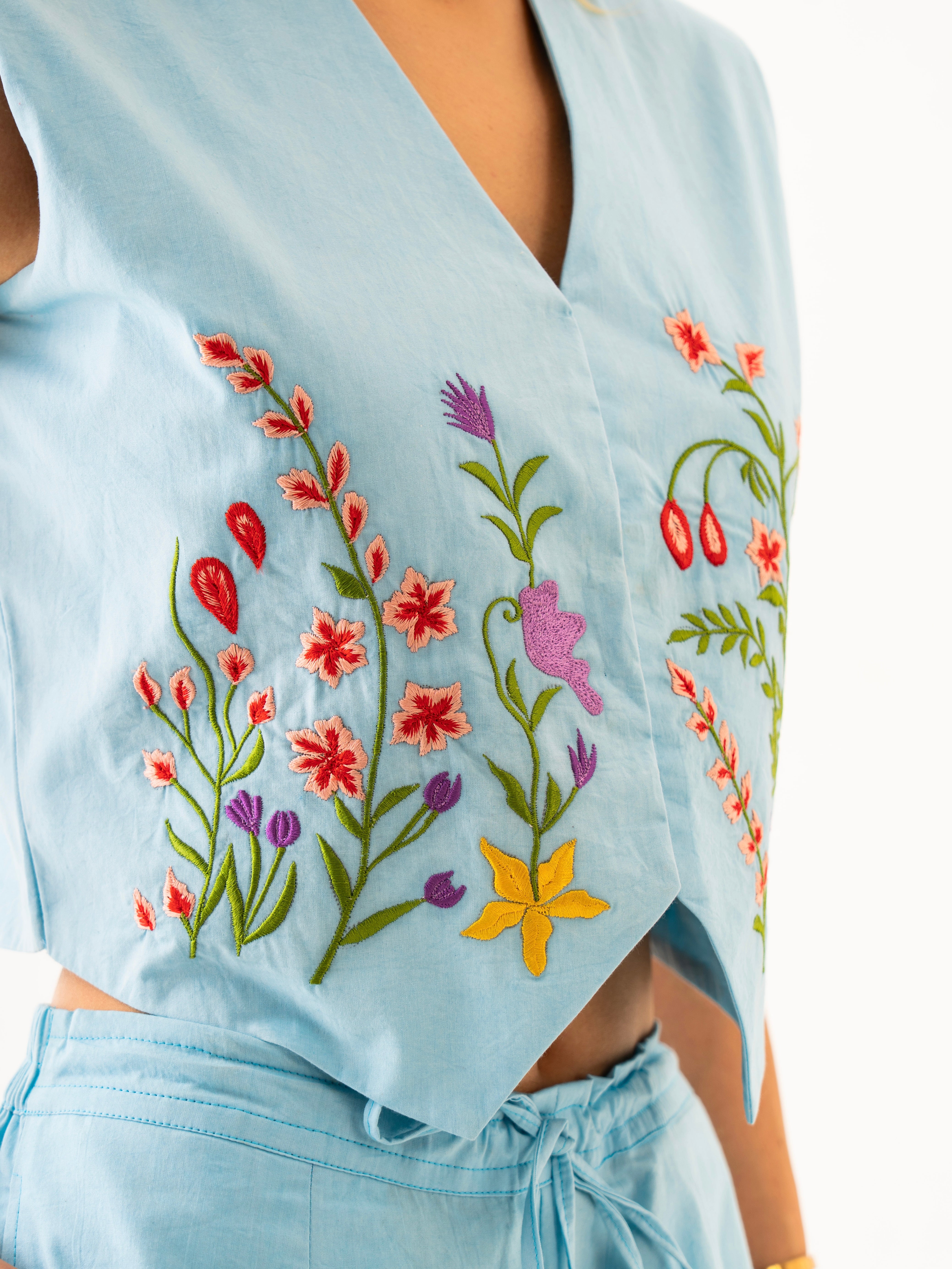Threads of blossoms Blue co-ord set
