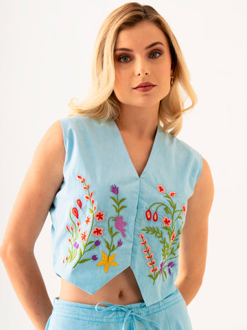 Threads of blossoms Blue co-ord set